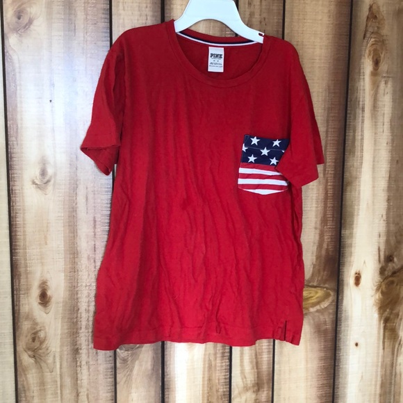 PINK Victoria's Secret Tops - VS pink shirt with flag pocket